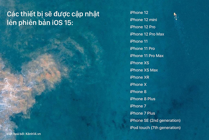 Danh sách các thiết bị sẽ được cập nhật iOS 15